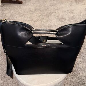 Bebe Black Shoulder Bag with Cutout Design